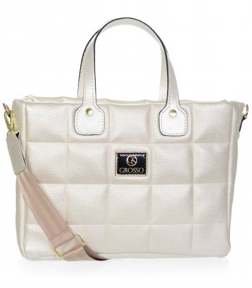 Pearl larger handbag with a square pattern Grosso 12B015pearl