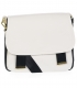 White-black elegant crossbody handbag with decorative straps JFS0201