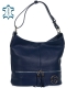 Dark blue leather handbag with tassels and silver applications GSKM050 GROSSO