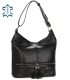 Black leather handbag with tassels and silver applications GSKM050black GROSSO