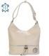 Béžová kožená kabelka s třásněmi a stříbrnými aplikacemi GSKM050 GROSSO