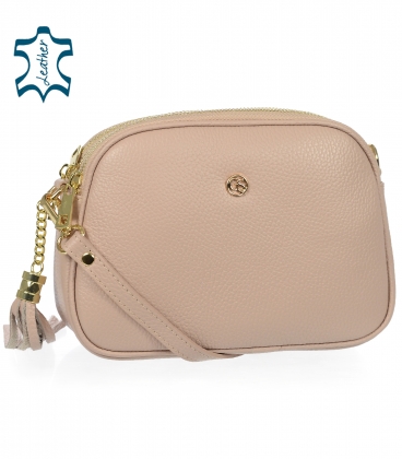 Pink leather crossbody handbag with GROSSO tassel