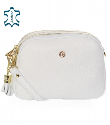 White leather crossbody handbag with GROSSO tassel