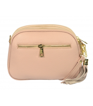 Pink leather crossbody handbag with GROSSO tassel