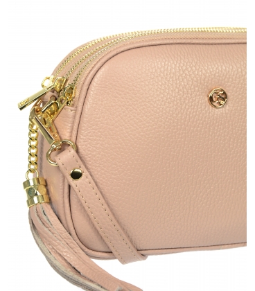 Pink leather crossbody handbag with GROSSO tassel