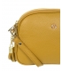 Horčicovo žltá kožená crossbody kabelka so strapcom GROSSO GS101