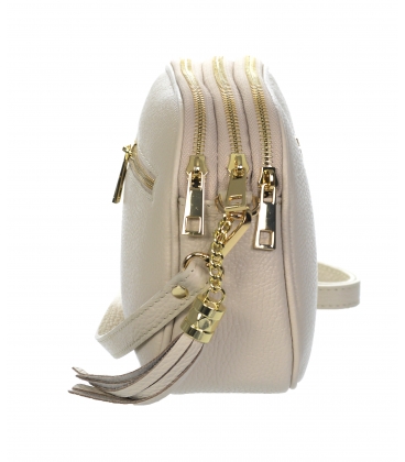 Bege leather crossbody handbag with GROSSO tassel