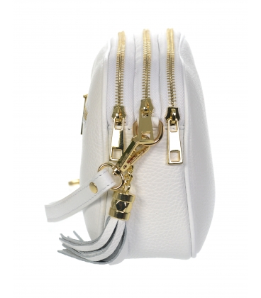 Bílá kožená crossbody kabelka se střapcem GROSSO