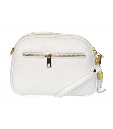 Bílá kožená crossbody kabelka se střapcem GROSSO