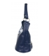 Dark blue leather handbag with tassels and silver applications GSKM050 GROSSO