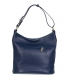 Dark blue leather handbag with tassels and silver applications GSKM050 GROSSO