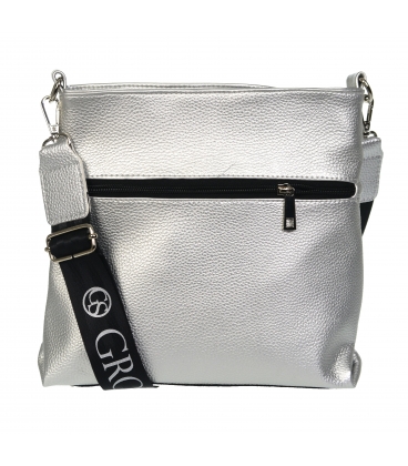 Silver crossbody handbag with decorative grosso strap LPF0211