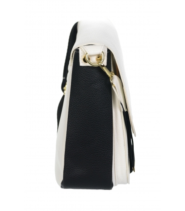 Bielo-čierna elegantná crossbody kabelka s ozdobnými remienkami JFS0201