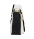 White-black elegant crossbody handbag with decorative straps JFS0201