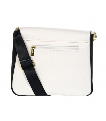 White-black elegant crossbody handbag with decorative straps JFS0201