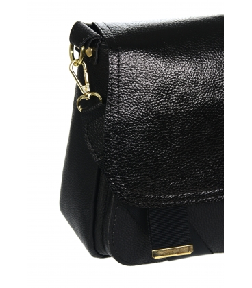 Black elegant crossbody handbag with decorative straps JFS0201