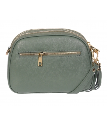 Green leather crossbody handbag with GROSSO tassel