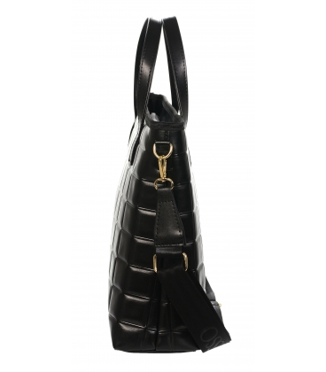 Black larger handbag with a square pattern Grosso 12B027black