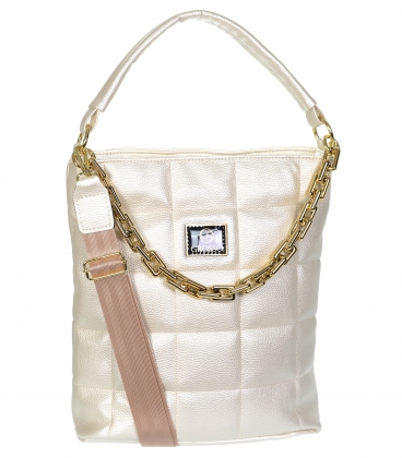 Pearl quilted handbag with gold chain GS22V0005pearl GROSSO