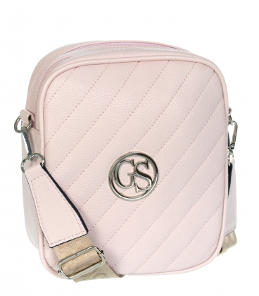 Pink quilted crossbody handbag Grosso JCS0012pinkwhtred