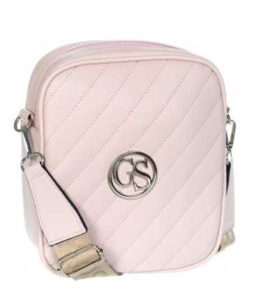 Růžová prošívaná crossbody kabelka Grosso JCS0012pinkwhtred