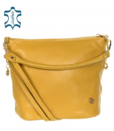 Mustard yellow smaller crossbody handbag with gold applications GSMC212 mustard