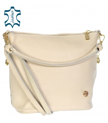 Beige smaller crossbody handbag with gold applications GSMC212GSMC212 bege