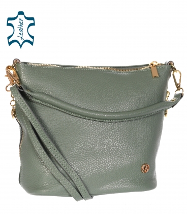Green smaller crossbody handbag with gold applications GSMC212 green