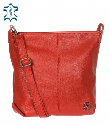 Red simple leather bag with GROSSO logo GSKK0015red