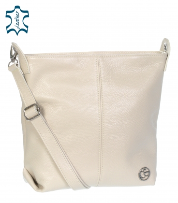 Beige simple leather bag with GROSSO logo GSKK0015beige