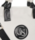 White handbag with decorative handles and black elements 19B015whitegold- Grosso