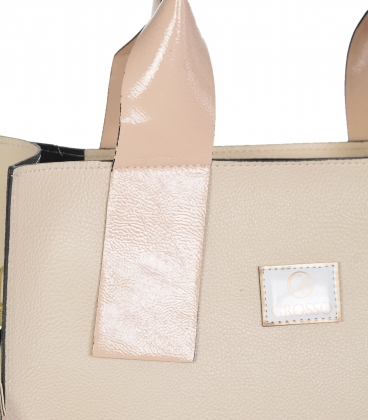 Bežová větší hranatá shopper kabelka Grosso 11b014 Pearl