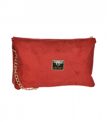 Red two-compartment handbag with gold chain LPF0211