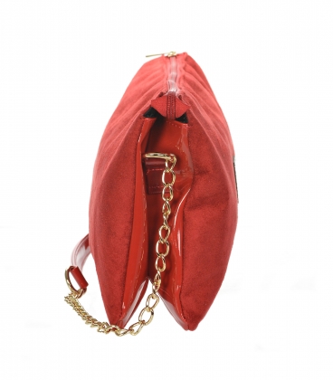 Red two-compartment handbag with gold chain LPF0211