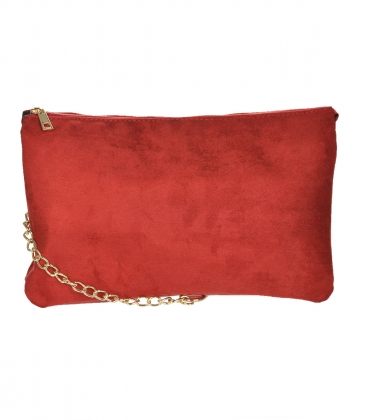 Red two-compartment handbag with gold chain LPF0211