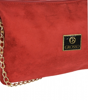 Červená dvoukomorová kabelka se zlatým řetízkem LPF0211