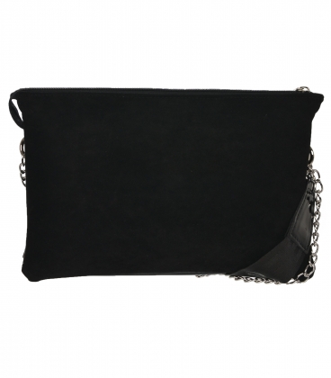 Black two-compartment handbag with silver chain LPF0211