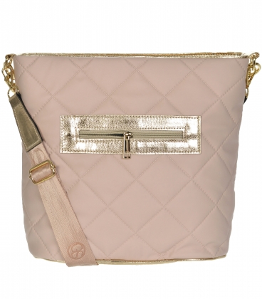 Puder textil nagyobb crossbody kézitáska foltvarrással és aranylánccal Grosso 11te56pearl