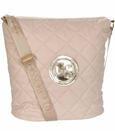 Beige handbag with quilting Grosso 19B016