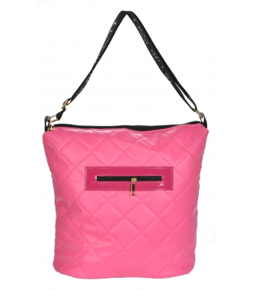 Tmavorůžová větší crossbody kabelka s prošíváním a zlatým řetízkem Grosso 11te56fuxia