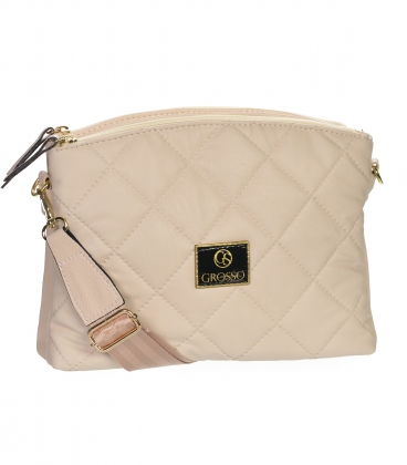 Beige two-compartment crossbody bag with quilting JPS0211bege qiulted