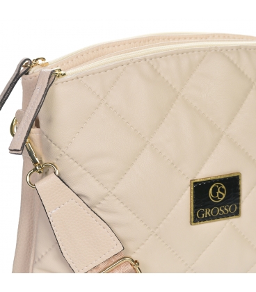 Beige two-compartment crossbody bag with quilting JPS0211bege qiulted