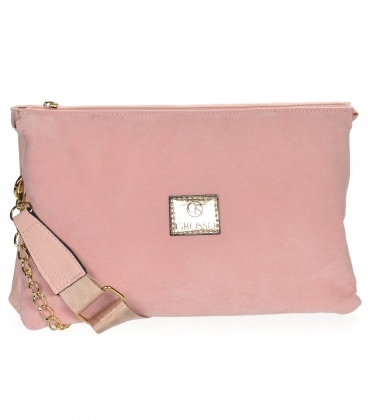 Pink two-compartment handbag with gold chain LPF0211