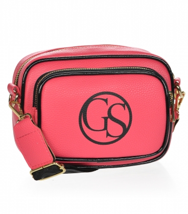 Fuchsiová crossbody kabelka s logom a remienkom Grosso JCS0011fuxia