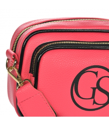 Fuchsiová crossbody kabelka s logom a remienkom Grosso JCS0011fuxia