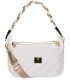 White handbag with braided handle and quilting JPS0211white gold