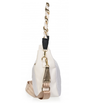 White handbag with braided handle and quilting JPS0211white gold