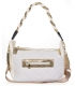White handbag with braided handle and quilting JPS0211white gold