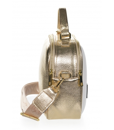 Bílo-zlatá lakovaná kabelka s rukojetí Grosso JCS0013whitegold