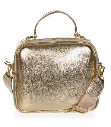 Bílo-zlatá lakovaná kabelka s rukojetí Grosso JCS0013whitegold